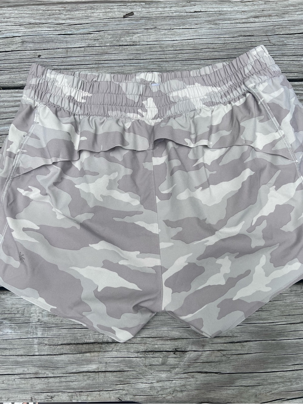 Athleta Light Gray Camo Hustle 3" Shorts - Picture 2 of 6